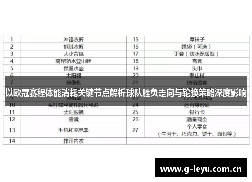 以欧冠赛程体能消耗关键节点解析球队胜负走向与轮换策略深度影响